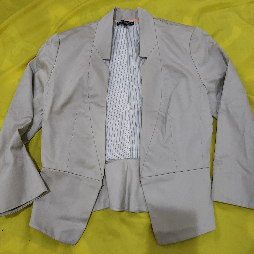 Express Light Gray Blazer with Pinstripe Lining